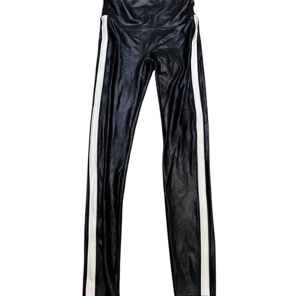 🖤 Spanx Faux Leather Leggings‎ 🤍 White Side Stripe Shaping Fit M 🖤 - Picture 2 of 4